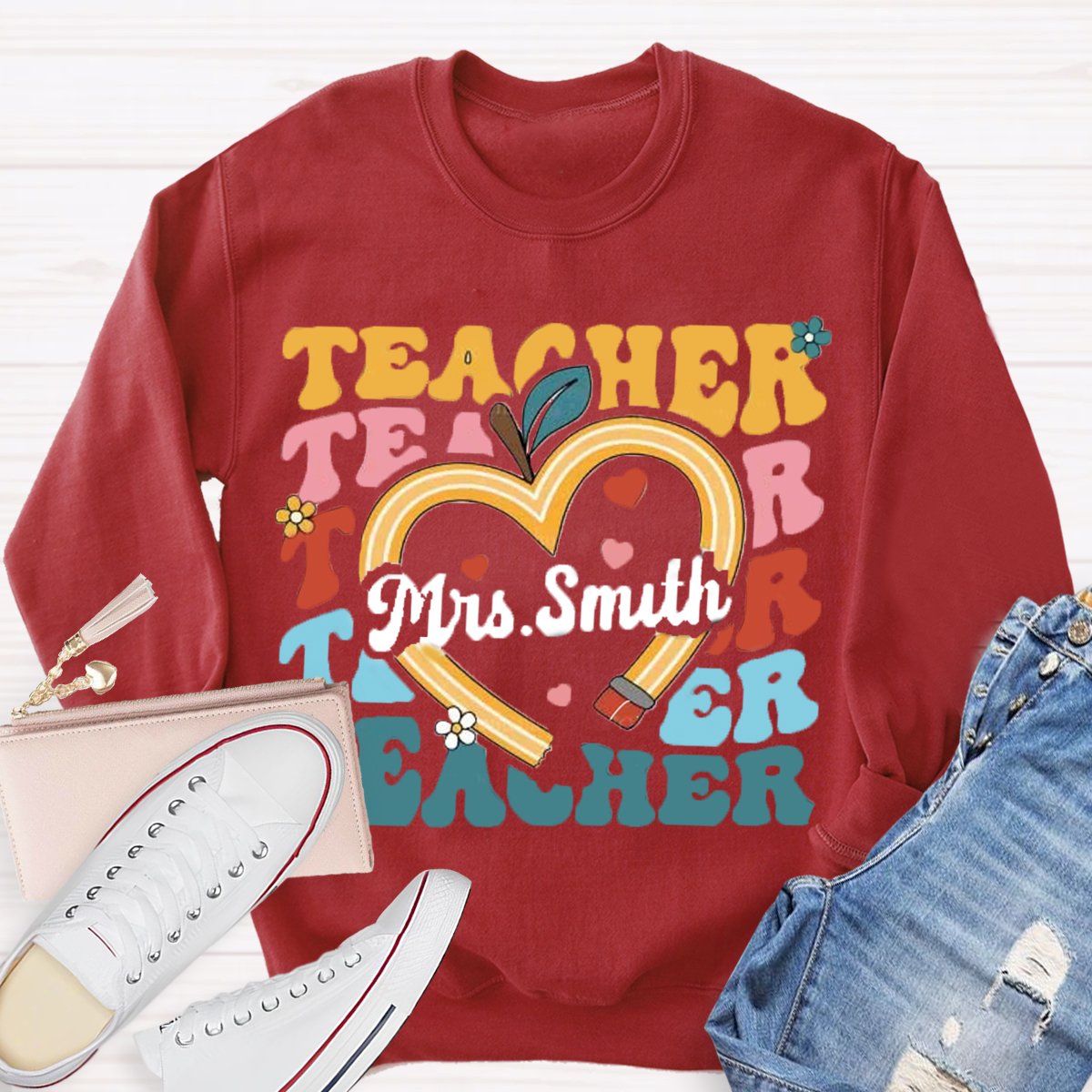 Personalized Teacher Name Pencil  Sweatshirt