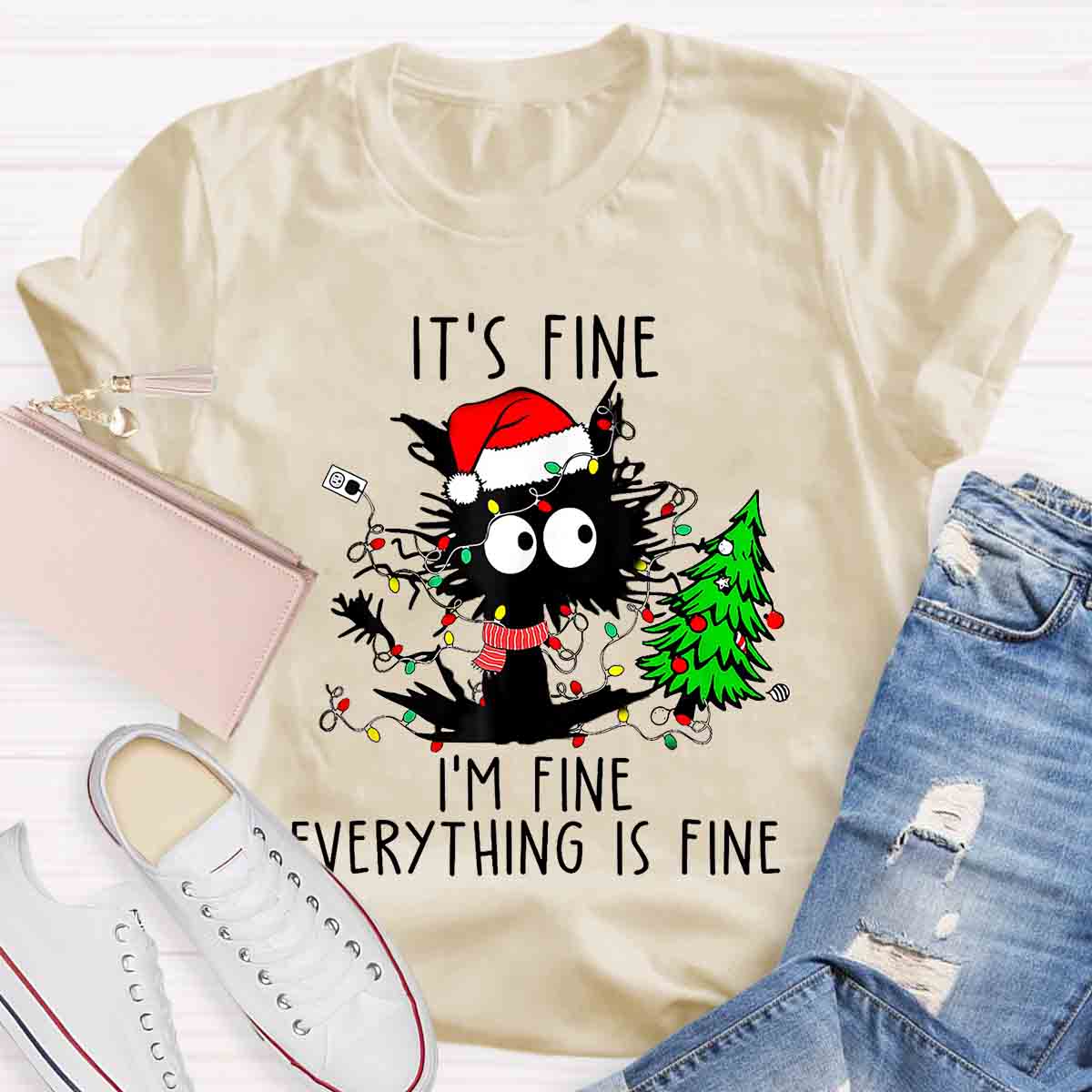 It's Fine I'm Fine Everything Is Fine Christmas T-shirt