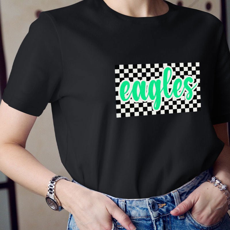 Personalized Retro Style Checkerboard Teacher T-Shirt