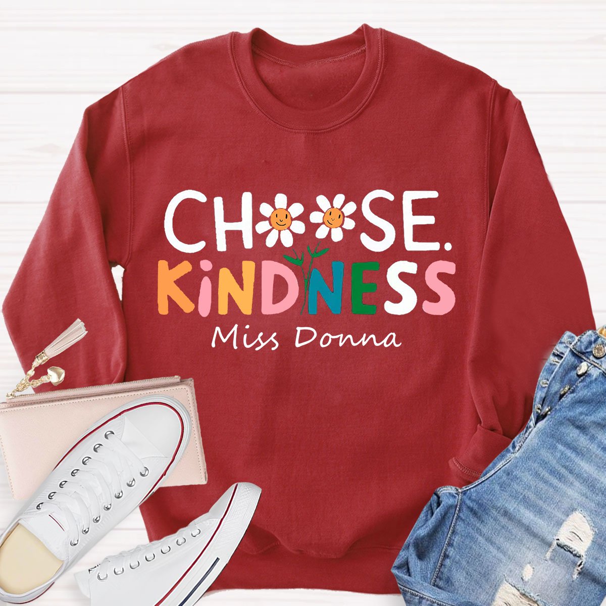 Personalized Your Name Choose Kindness Teacher Sweatshirt