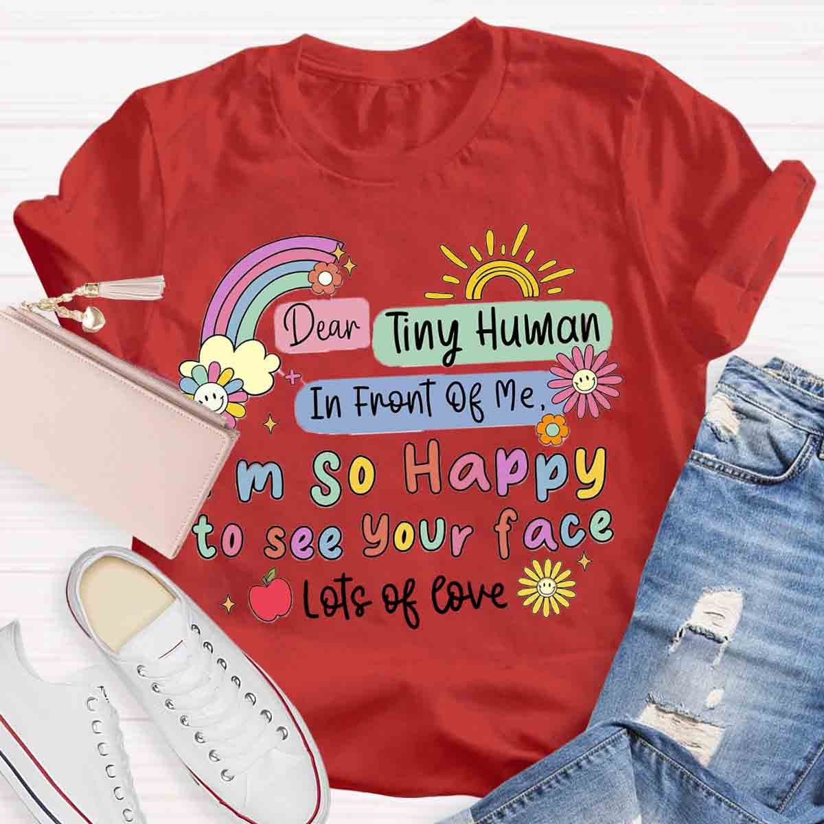 So Happy To See Your Face Teacher Casual Print T-shirt