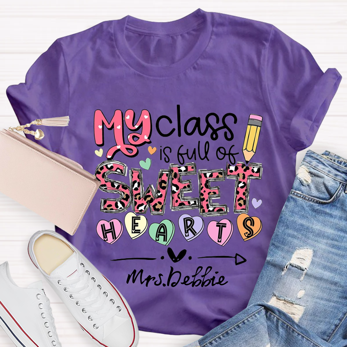 Personalized Name My Classroom Is Full Of Sweet Hearts T-Shirt