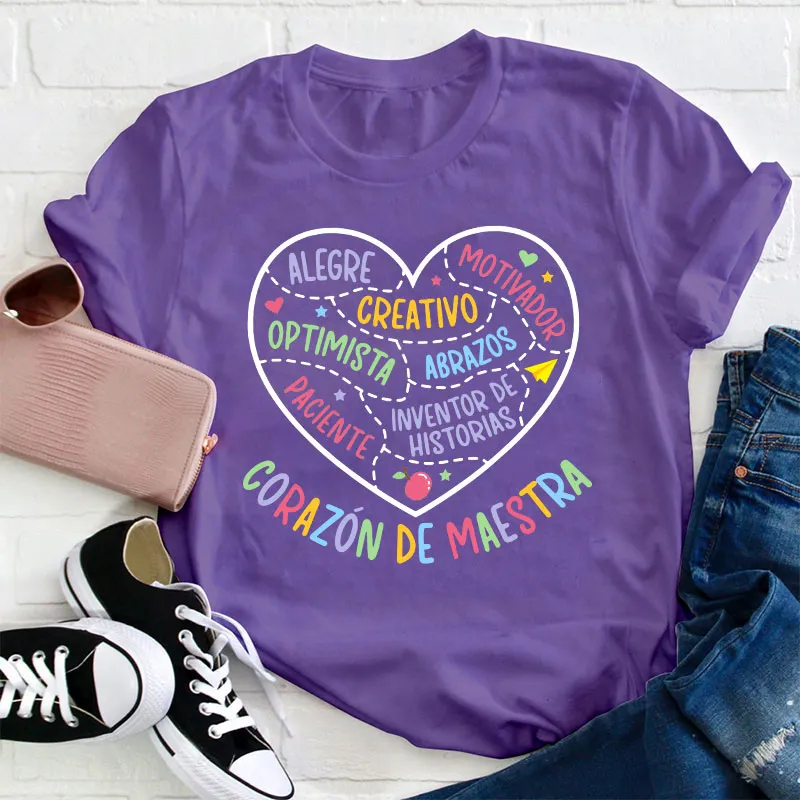 Corazon Maestra De Español Spanish Teacher T-Shirt