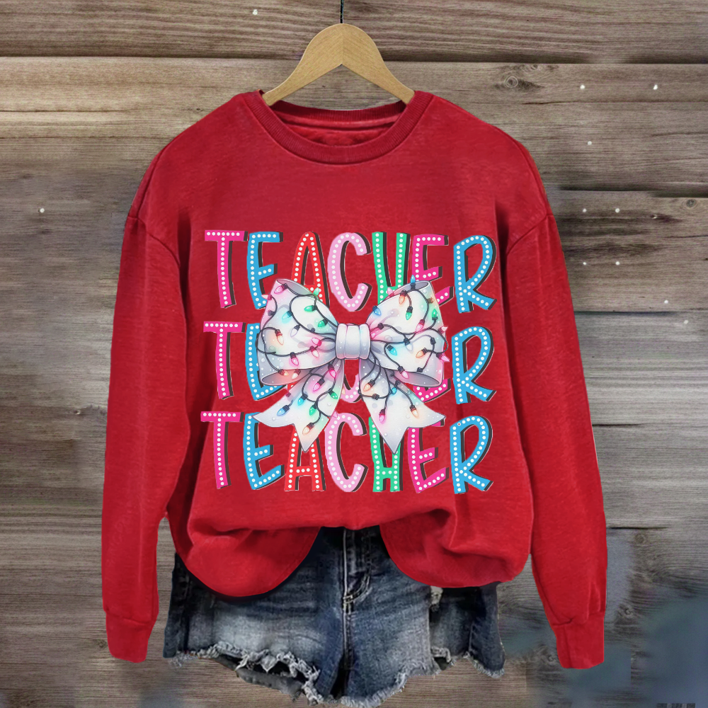 Christams Teacher Bow Sweatshirt