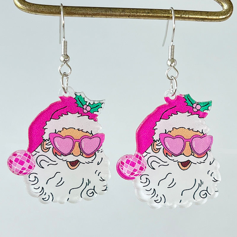 Pink Christmas Football Earrings