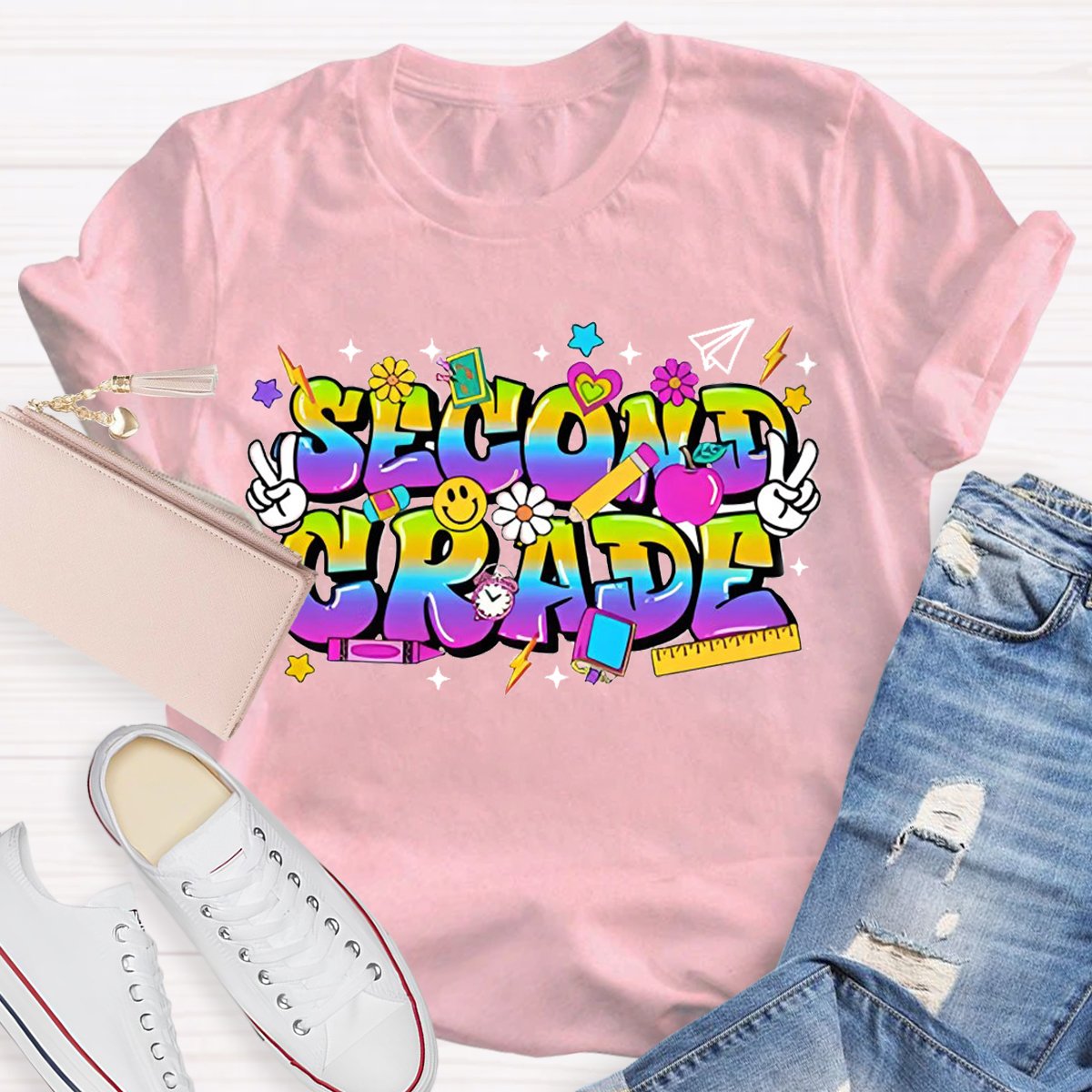 Personalized Grade Colorful Printed T-Shirt