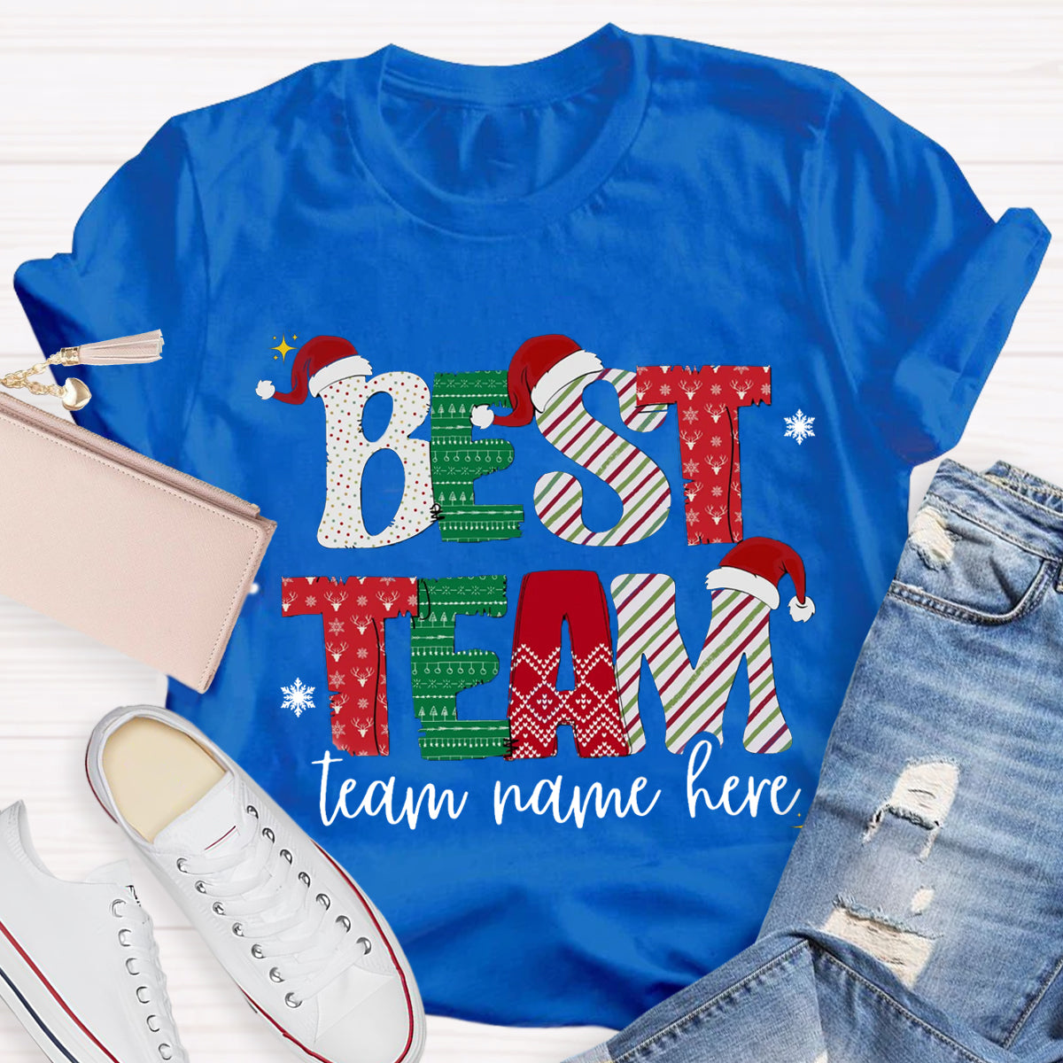 Personalized Team Name Christmas Best Team Ever T-Shirt