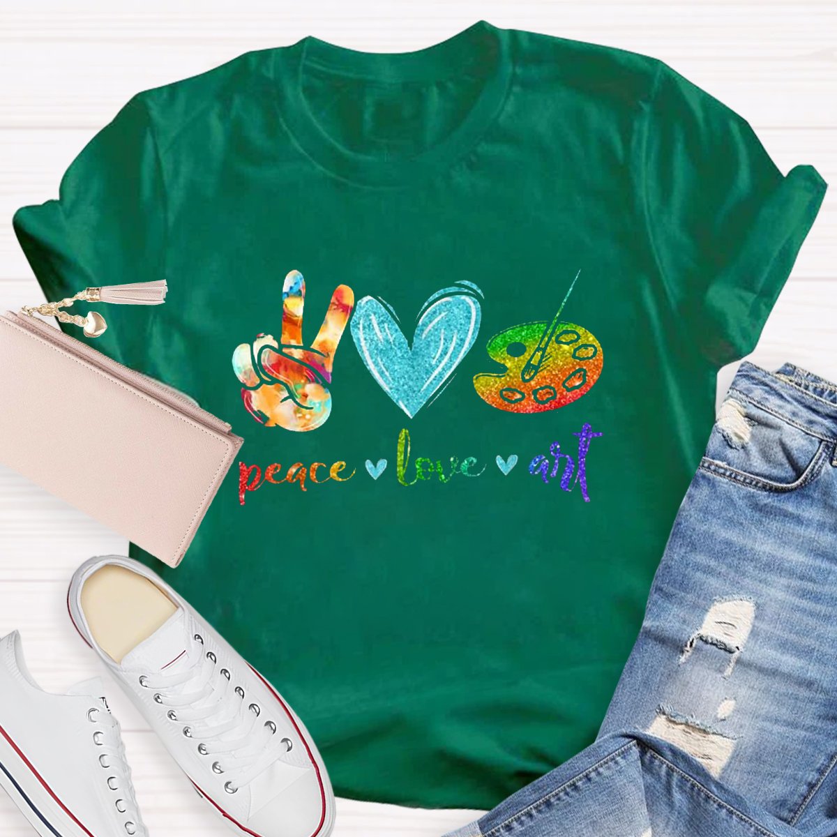 Peace Love Art Teacher T-shirt