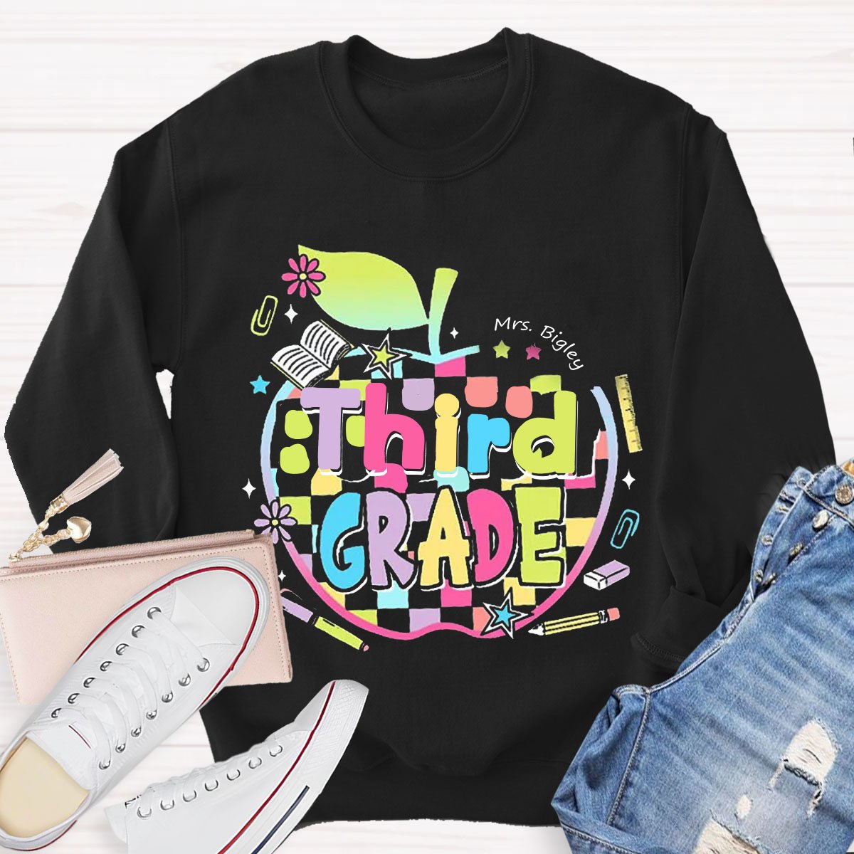 Personalized Grade And Name Apple Sweatshirt