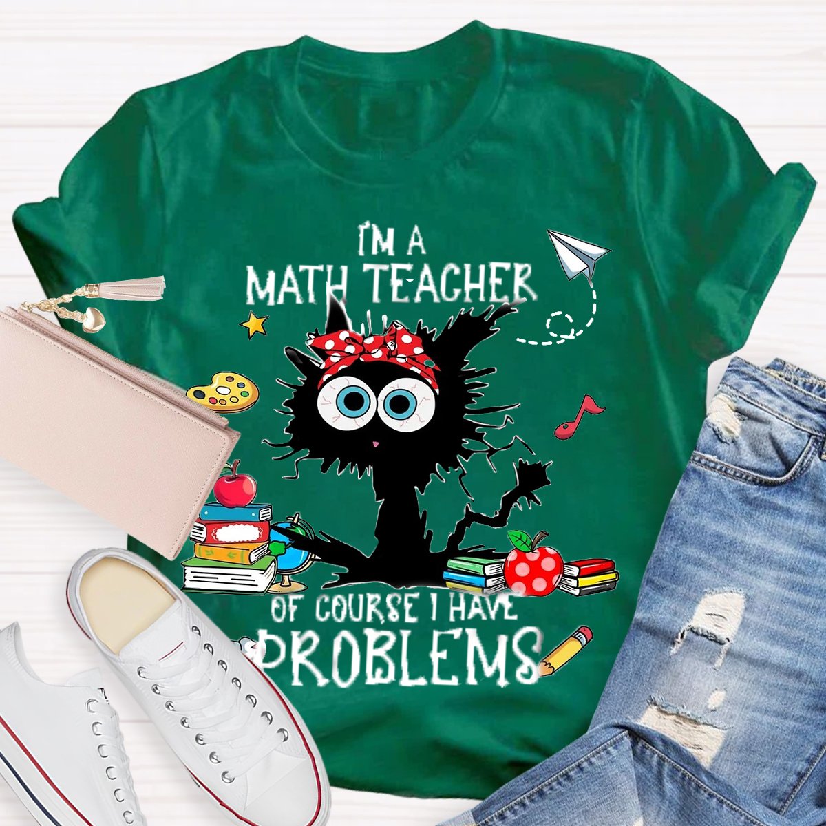 I'm A Math Teacher Exploding Cat Teacher T-Shirt