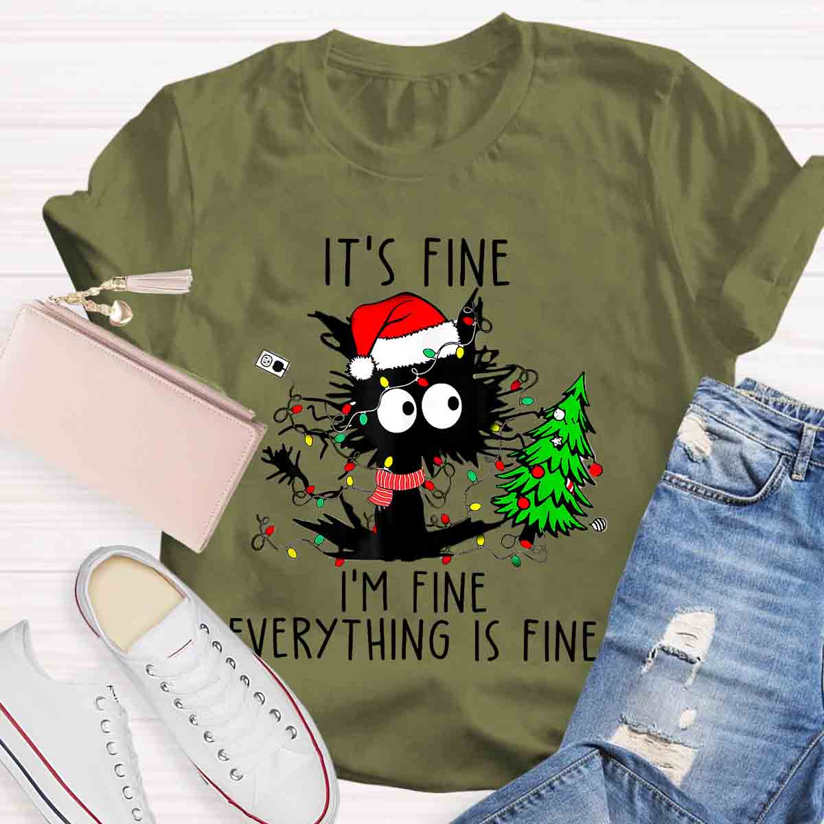 It's Fine I'm Fine Everything Is Fine Christmas T-shirt