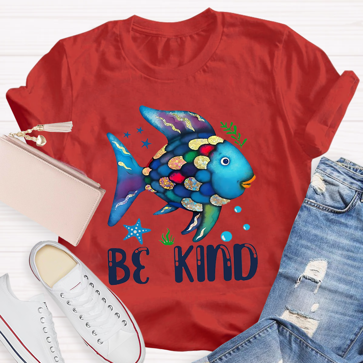 Be Kind Colorful Fish Swimming T-Shirt