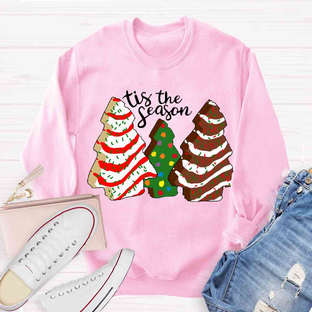 Tis the Season Christmas Tree Cakes Sweatshirt