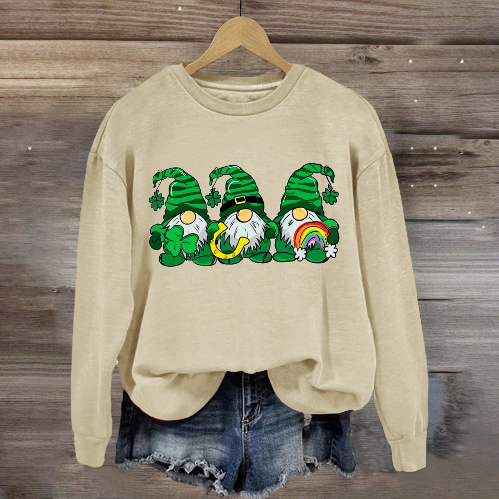 Three St Patricks' Day Gnome With Rainbow Sweatshirt