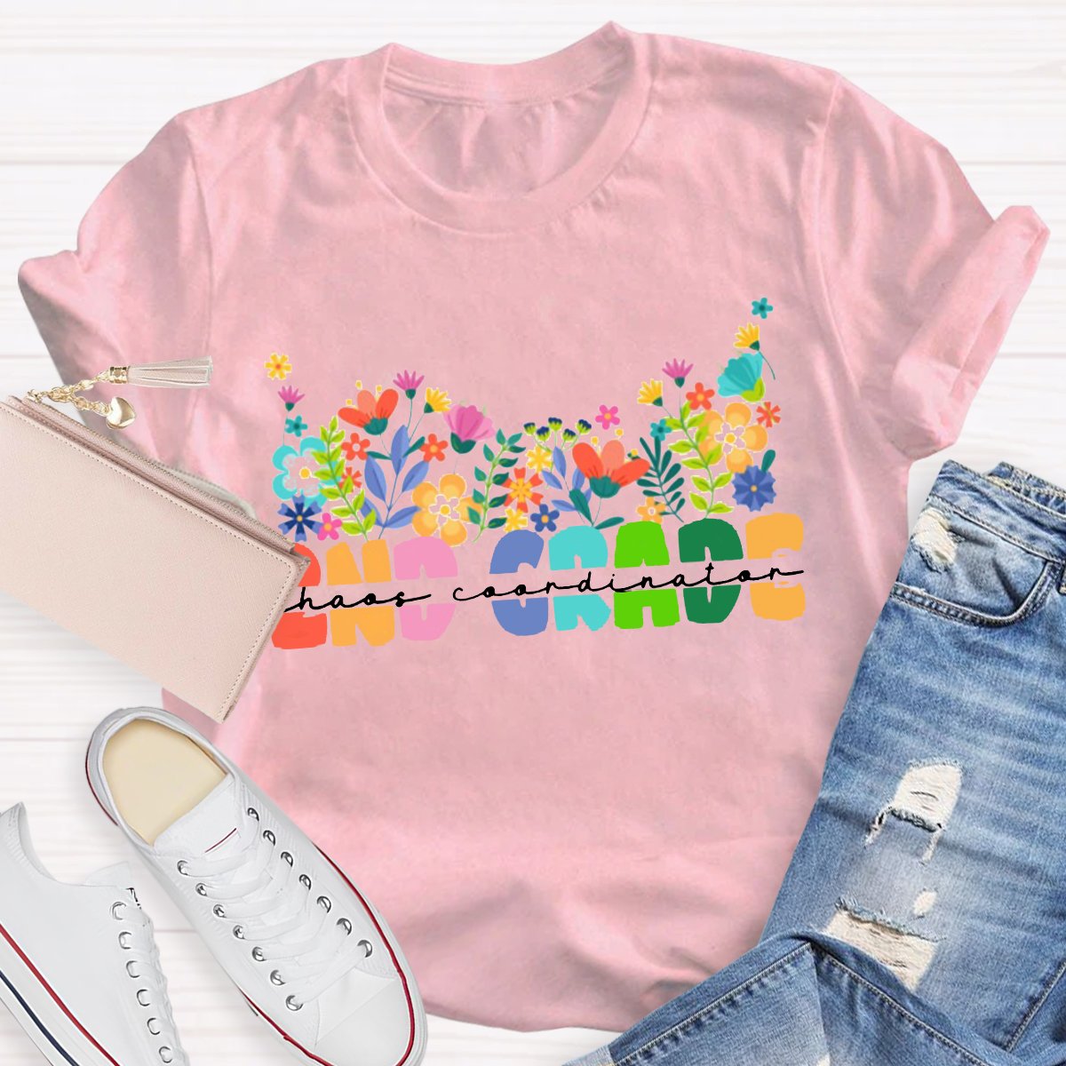 Personalized Colorful Flower Teacher Shirt