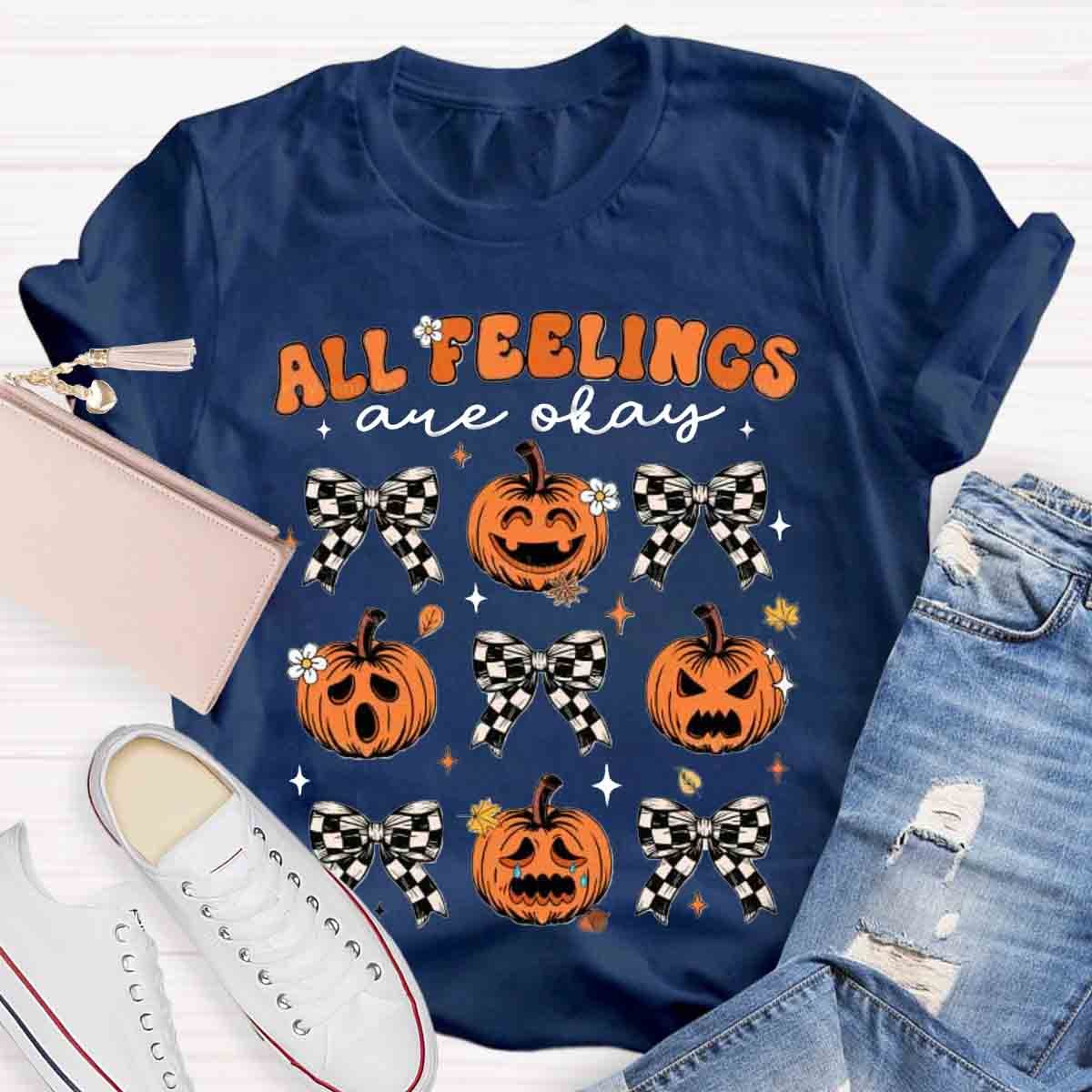 All Feelings Are Okay School Psych Ghost Pumpkin Shirt