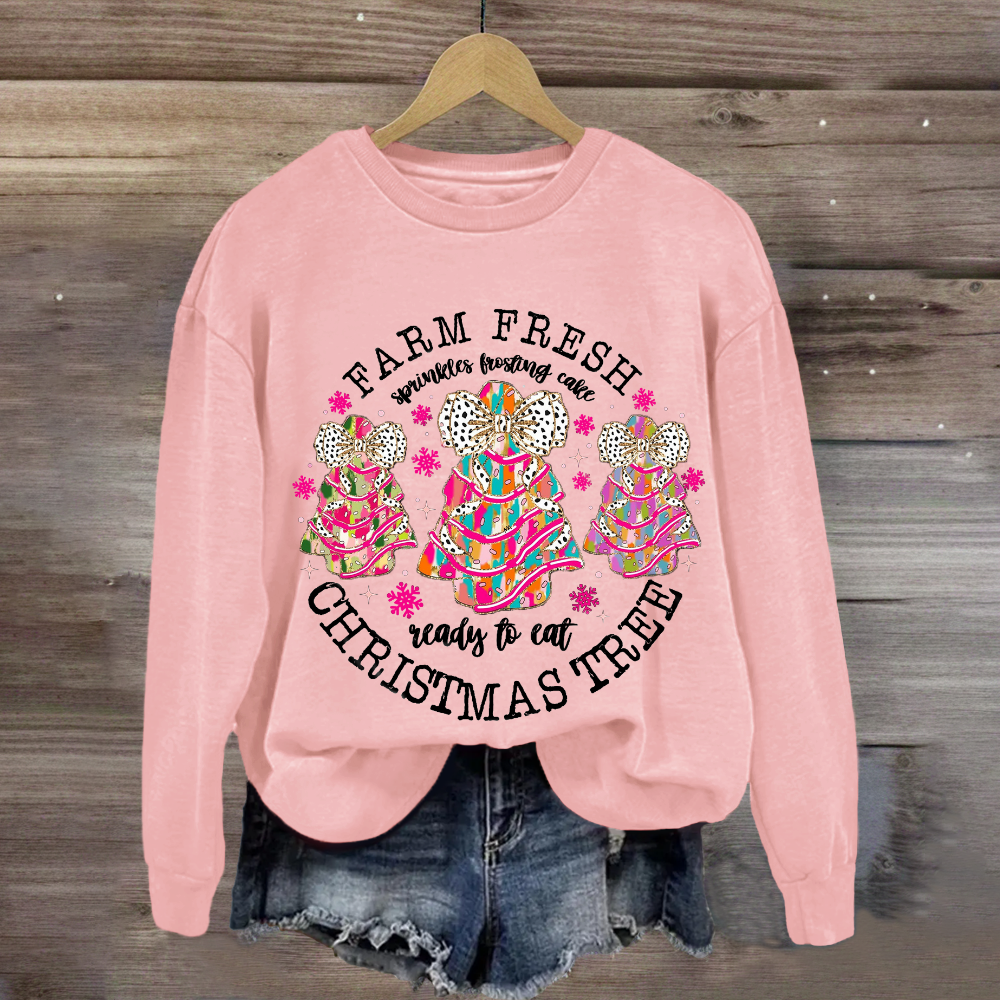 Farm Fresh Christmas Tree Spirals Frosting Cake Ready To Eat Sweatshirt