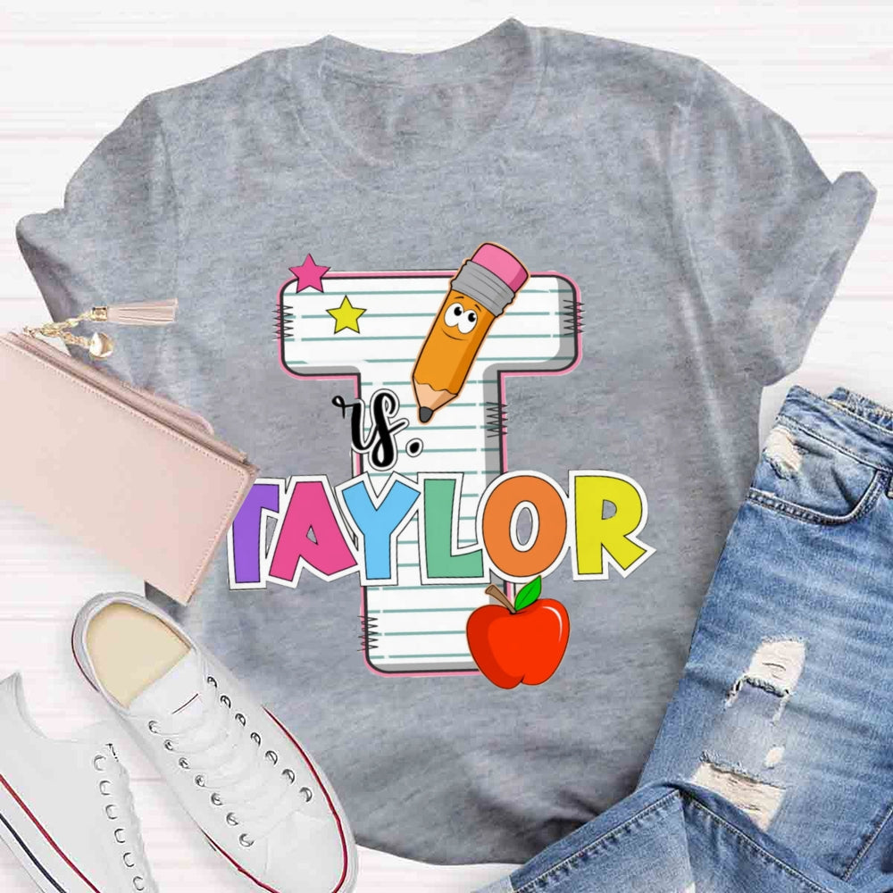 Personalized Teachers Initials Name T-shirt