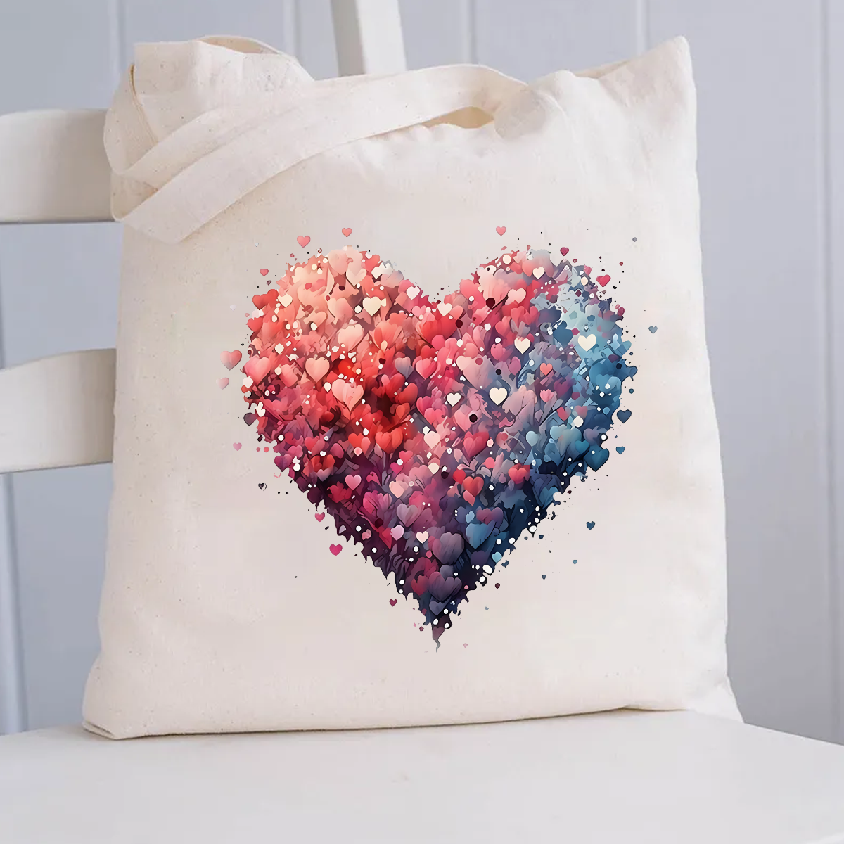 Valentine's Day Beautiful Watercolor Heart Canvas Tote Bag