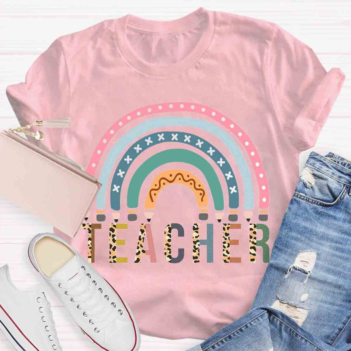 Rainbow Pencil  Teachers T-Shirt