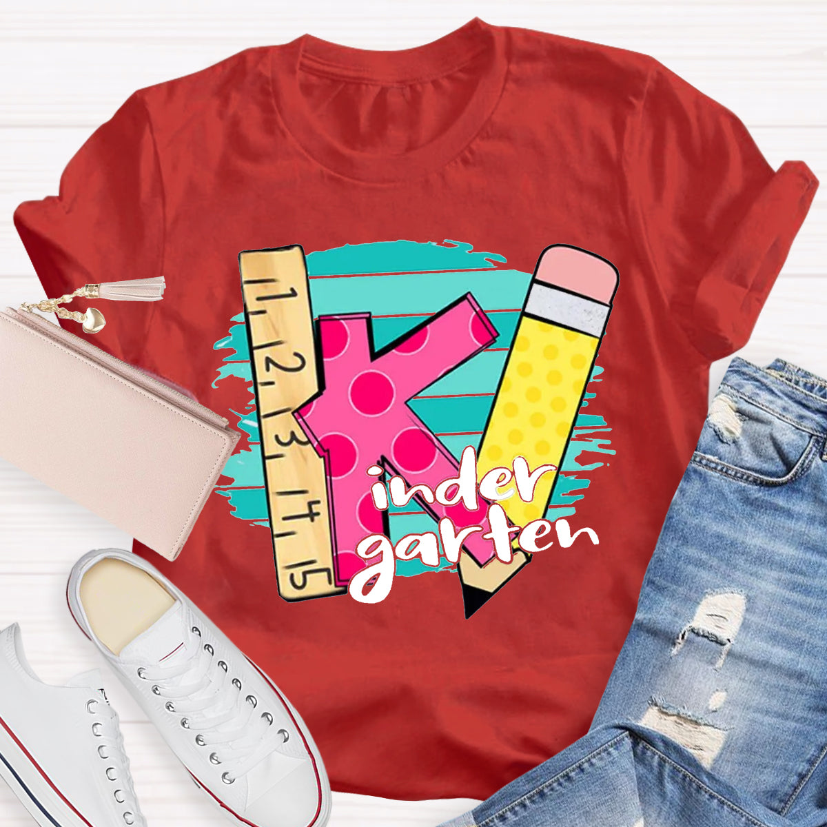 Personalized Grade Ruler Pencil Teacher T-Shirt