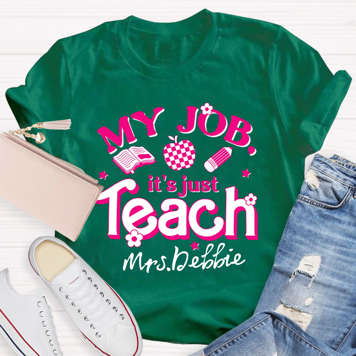 Personalized Name My Job It's Just Teach Shirt