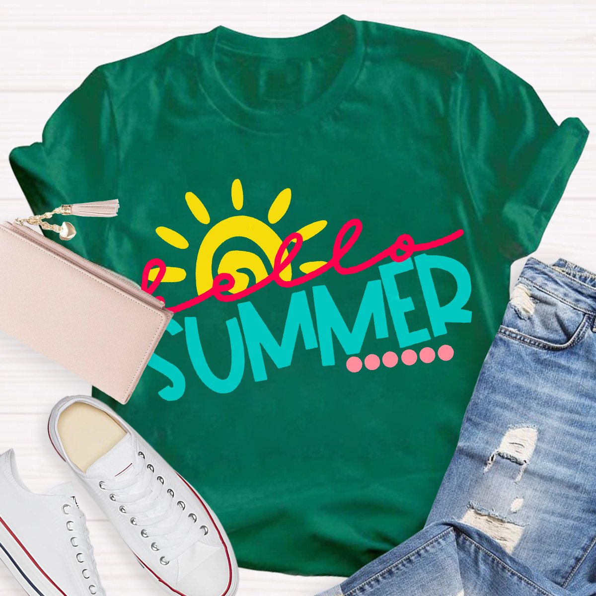 Hello Summer Teacher Graphic Tee Shirt