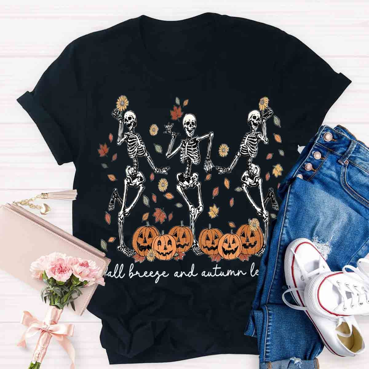 Halloween Dancing Skeletons Spooky Fall Shirt