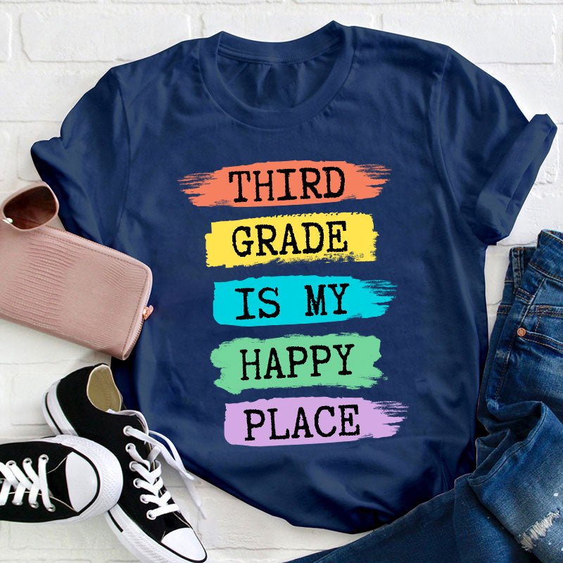 Personalized Grade Is My Happy Place Teacher T-Shirt