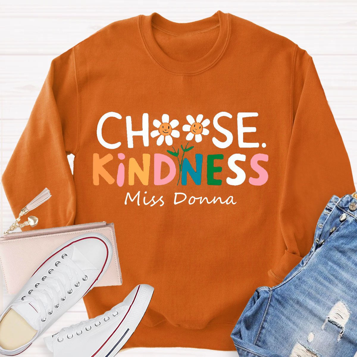 Personalized Your Name Choose Kindness Teacher Sweatshirt