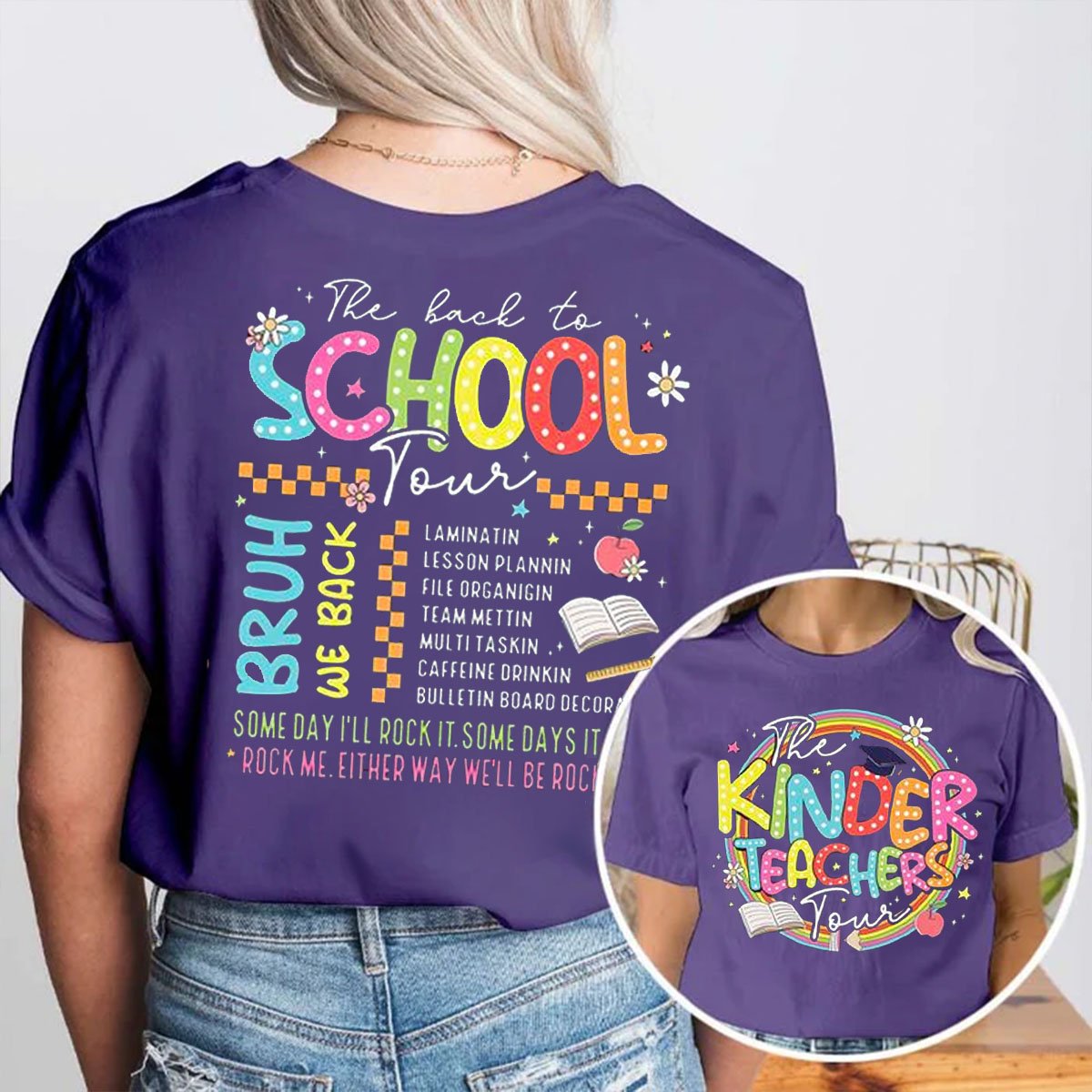 Personalized Grade Back To School Double Print Teacher T-Shirt