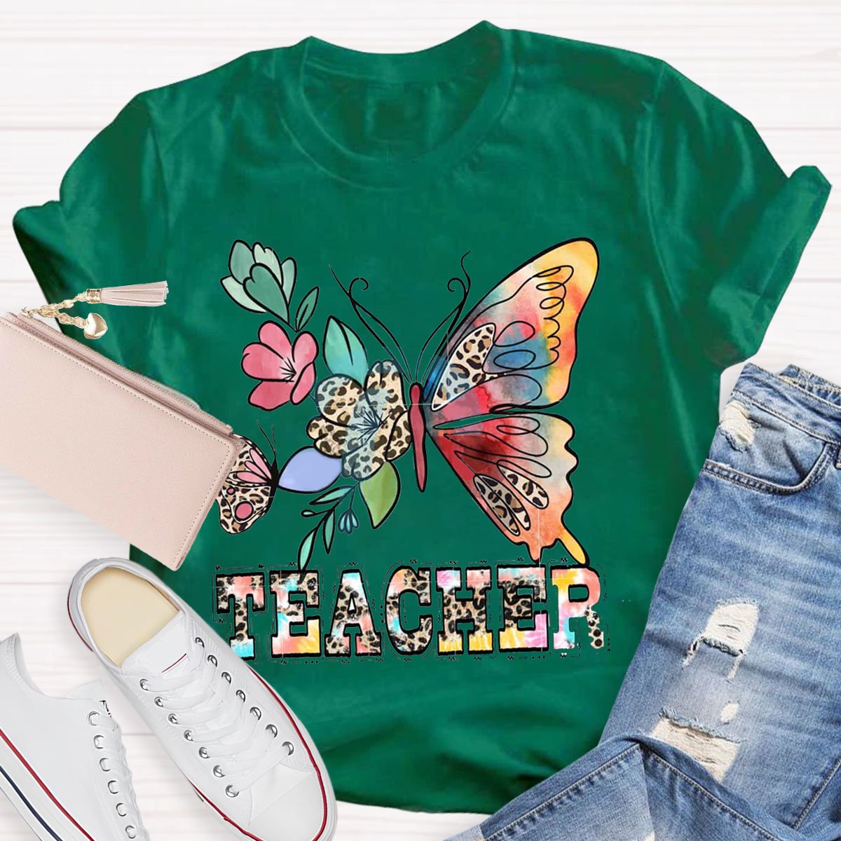 Teacher Life Flower Butterfly T-shirt