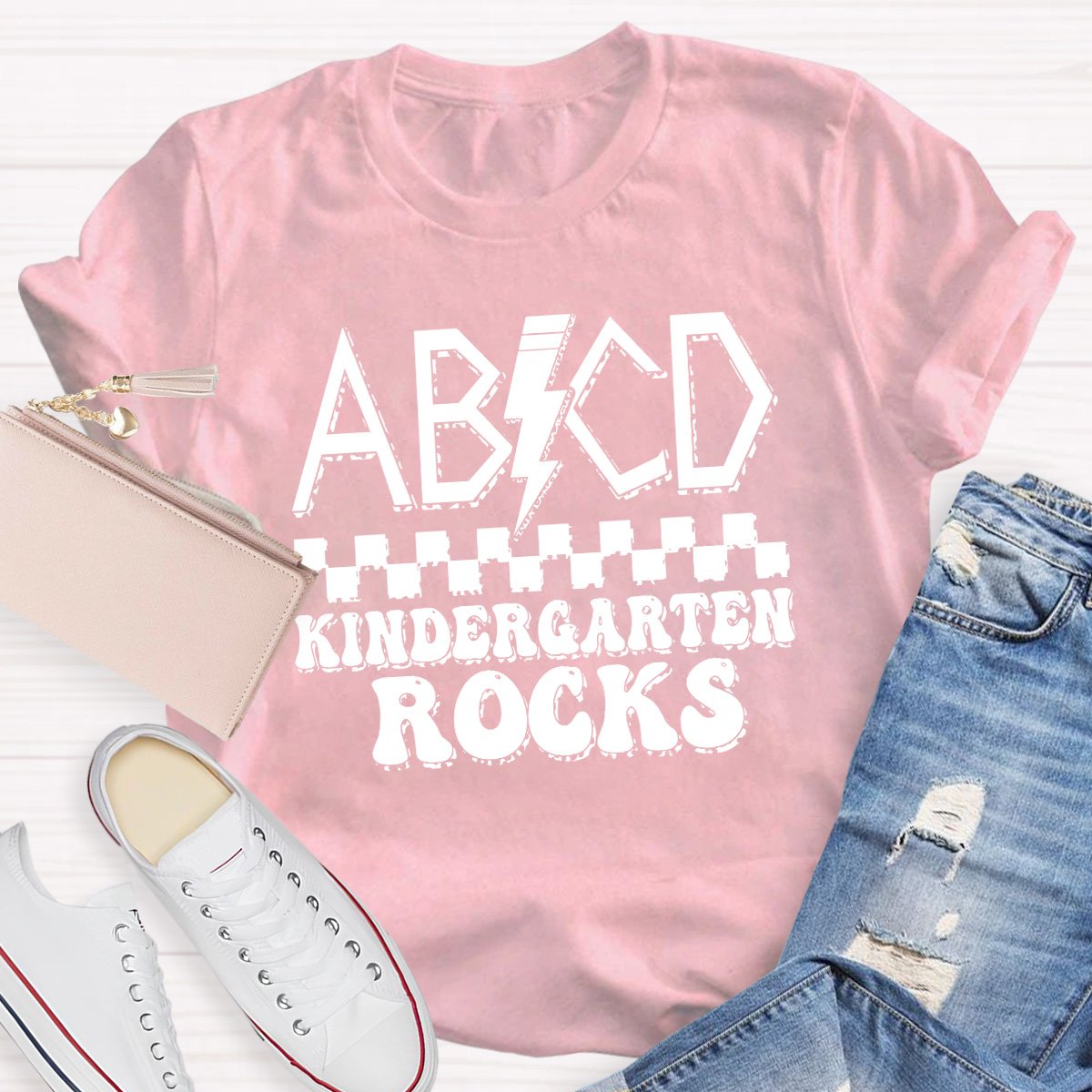 Abcd Kindergarten Rocks Teacher Shirt