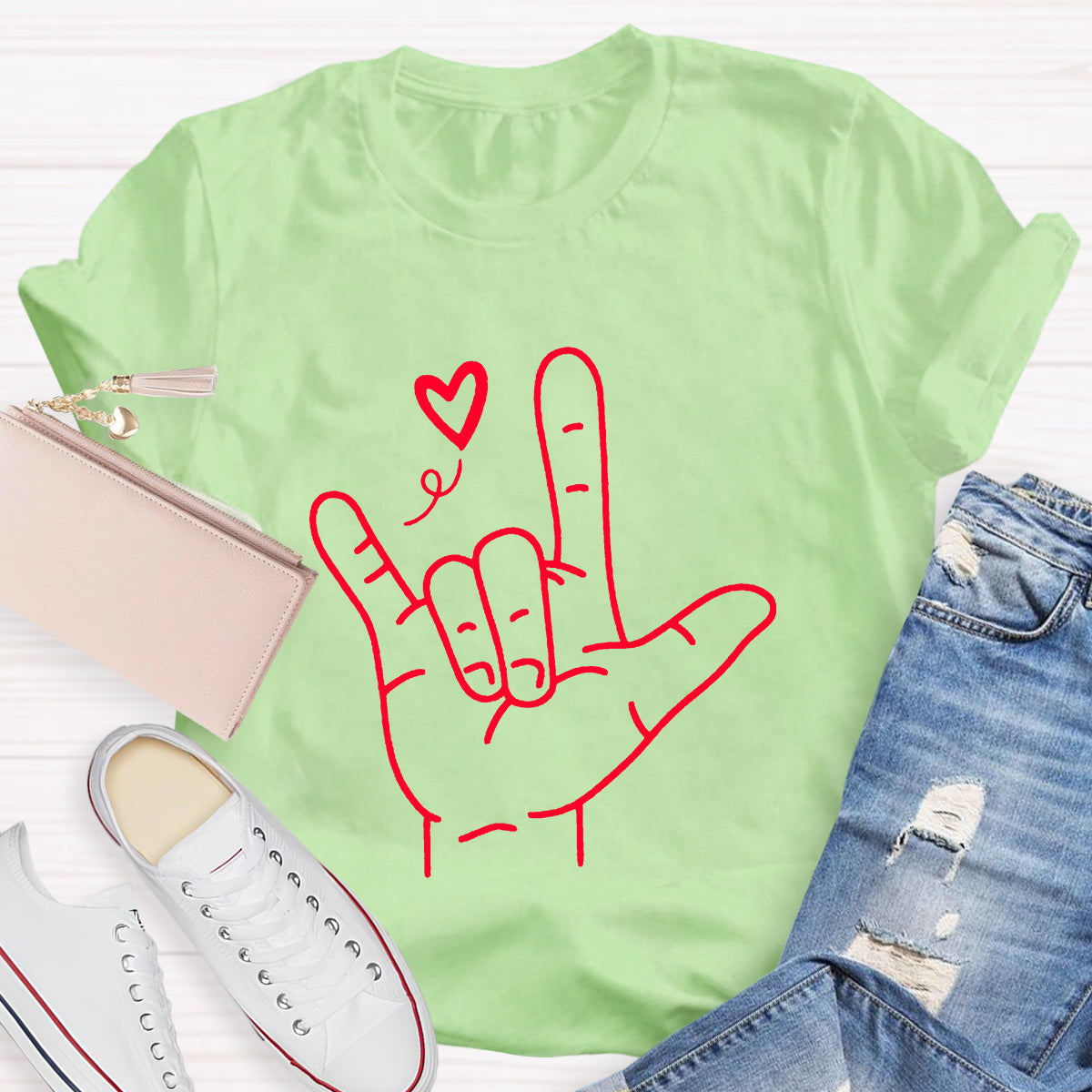 Sign Language Love Needs No Words Teacher T-Shirt