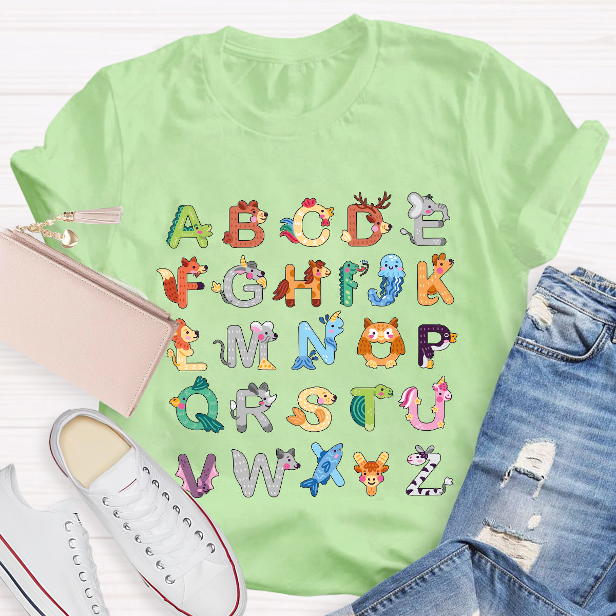 Animal Alphabet Clipart Teacher Shirt