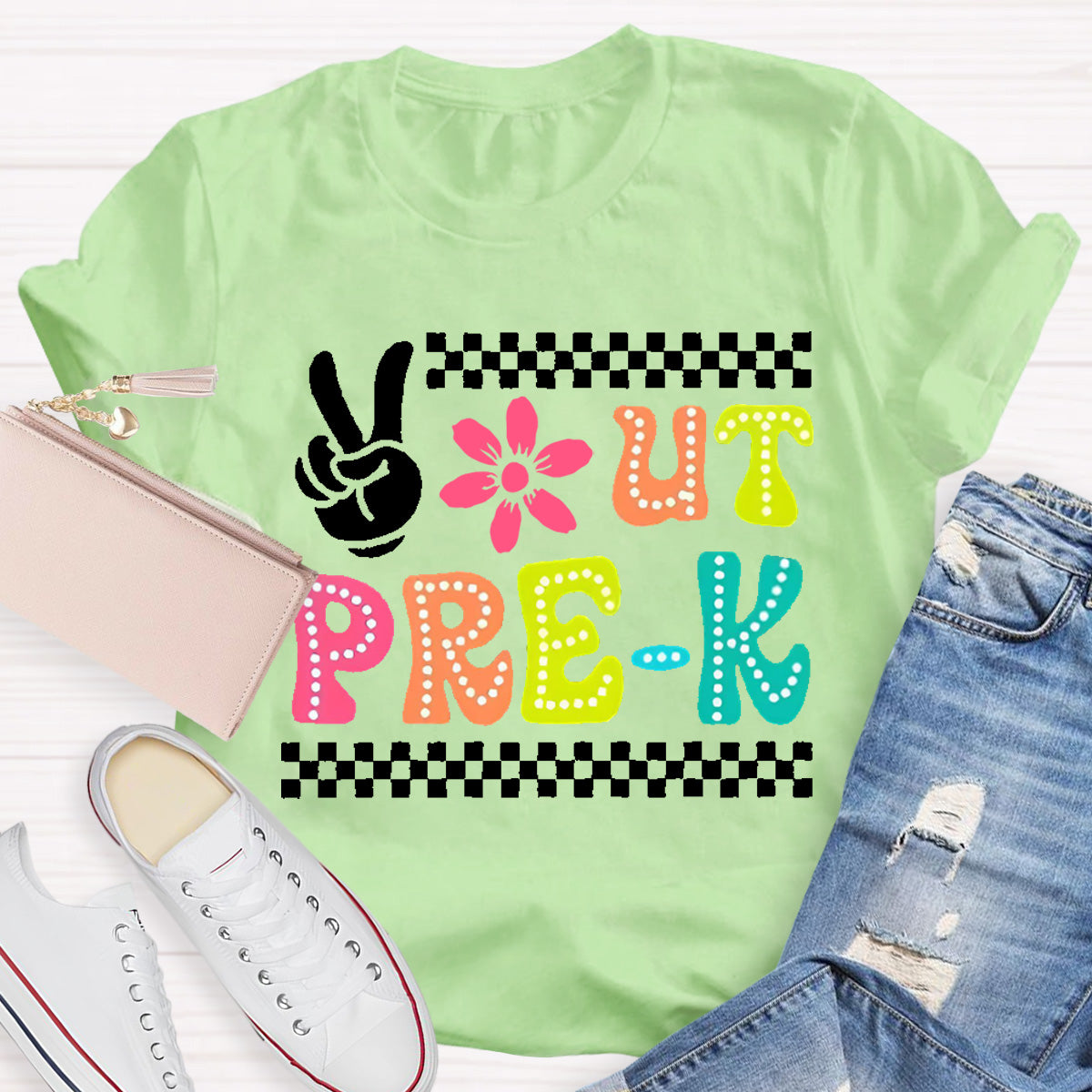Personalized Grade Out Pre-k Smile Teacher T-Shirt