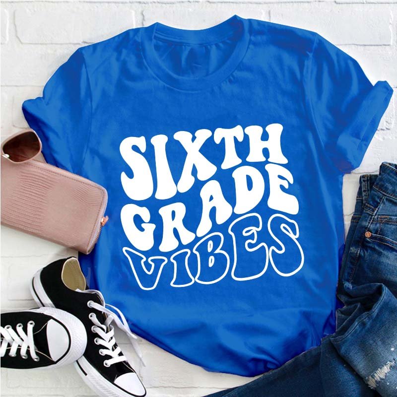 Personalized Grade Vibes Teacher T-Shirt