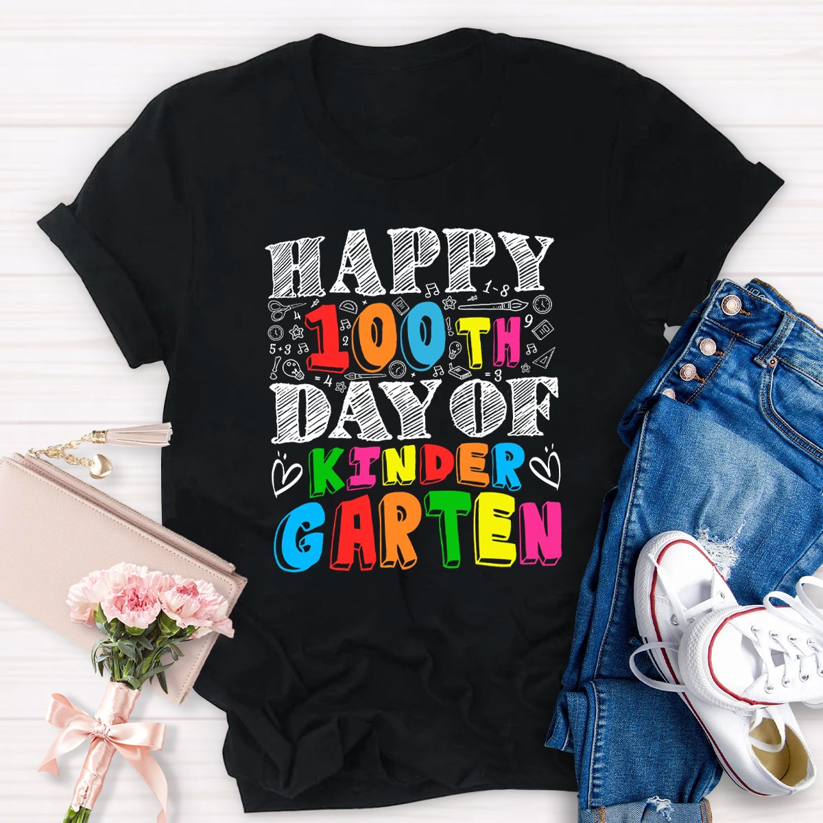 Happy 100th Day Of Kindergarten Teacher Shirt