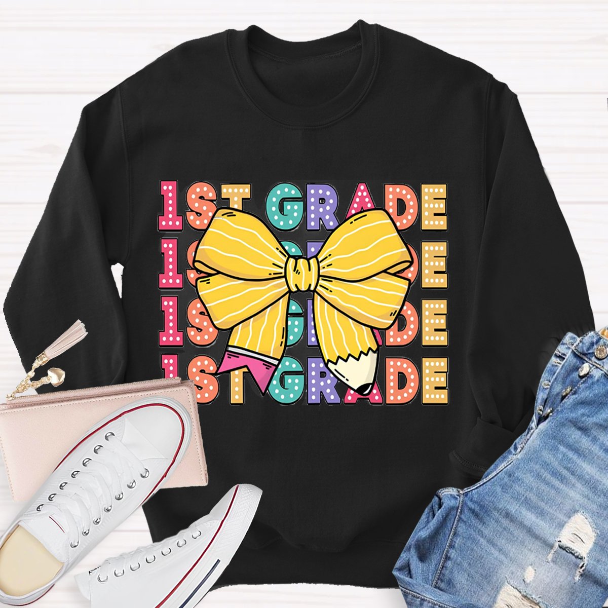 Personalized Grade Bow Design Sweatshirt