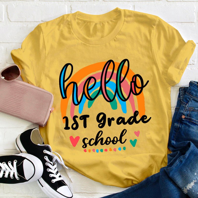 Personalized Colorful Rainbow Teacher T-Shirt