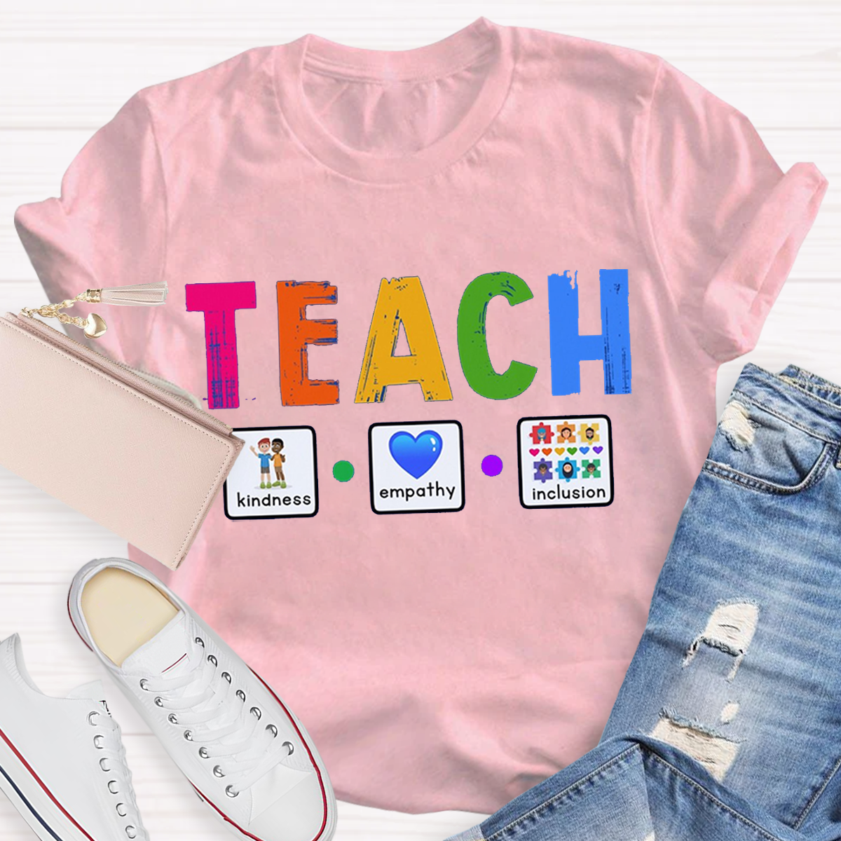 Teach Kindness Empathy Inclusion Teacher T-Shirt