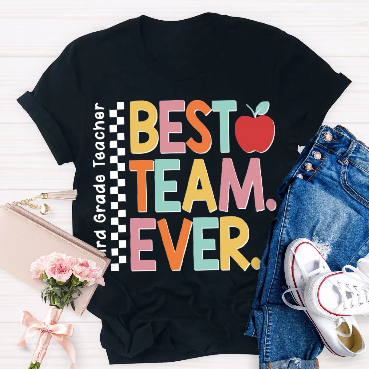 Personalized Team Name Or Job Title Apple Print Teacher Shirt