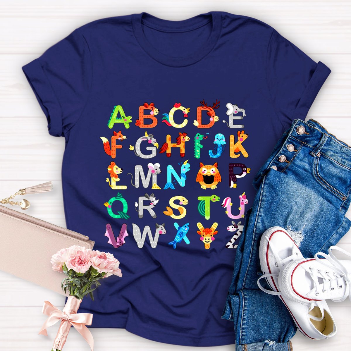 Animal Alphabet Clipart Teacher Shirt