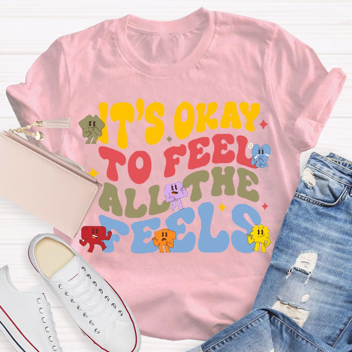 It's Okay To Feel All The Feels Mental Health Psychologist Shirt