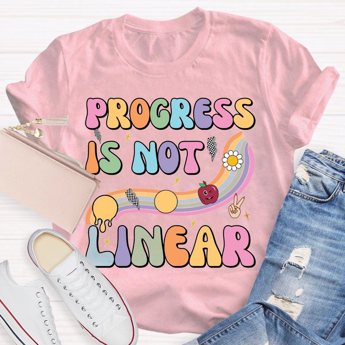 Progress Is Not Linear Teacher T-Shirt