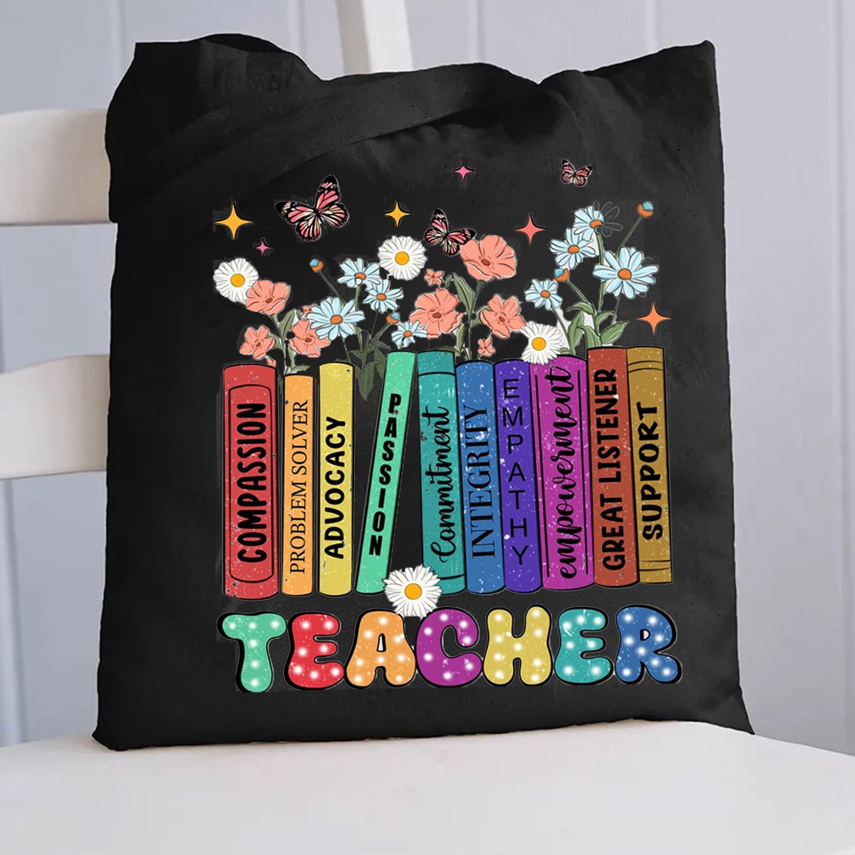 Teacher Book With Flowers Tote Bag