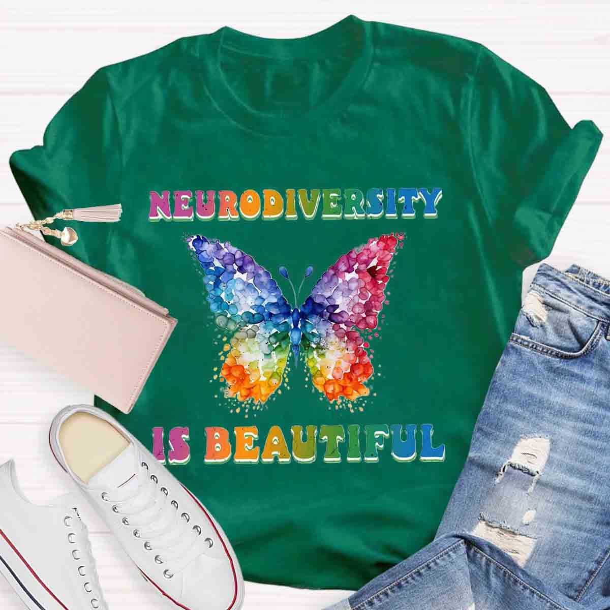 Neurodiversity is Beautiful Butterfly Design Special Ed Teacher T-Shirt