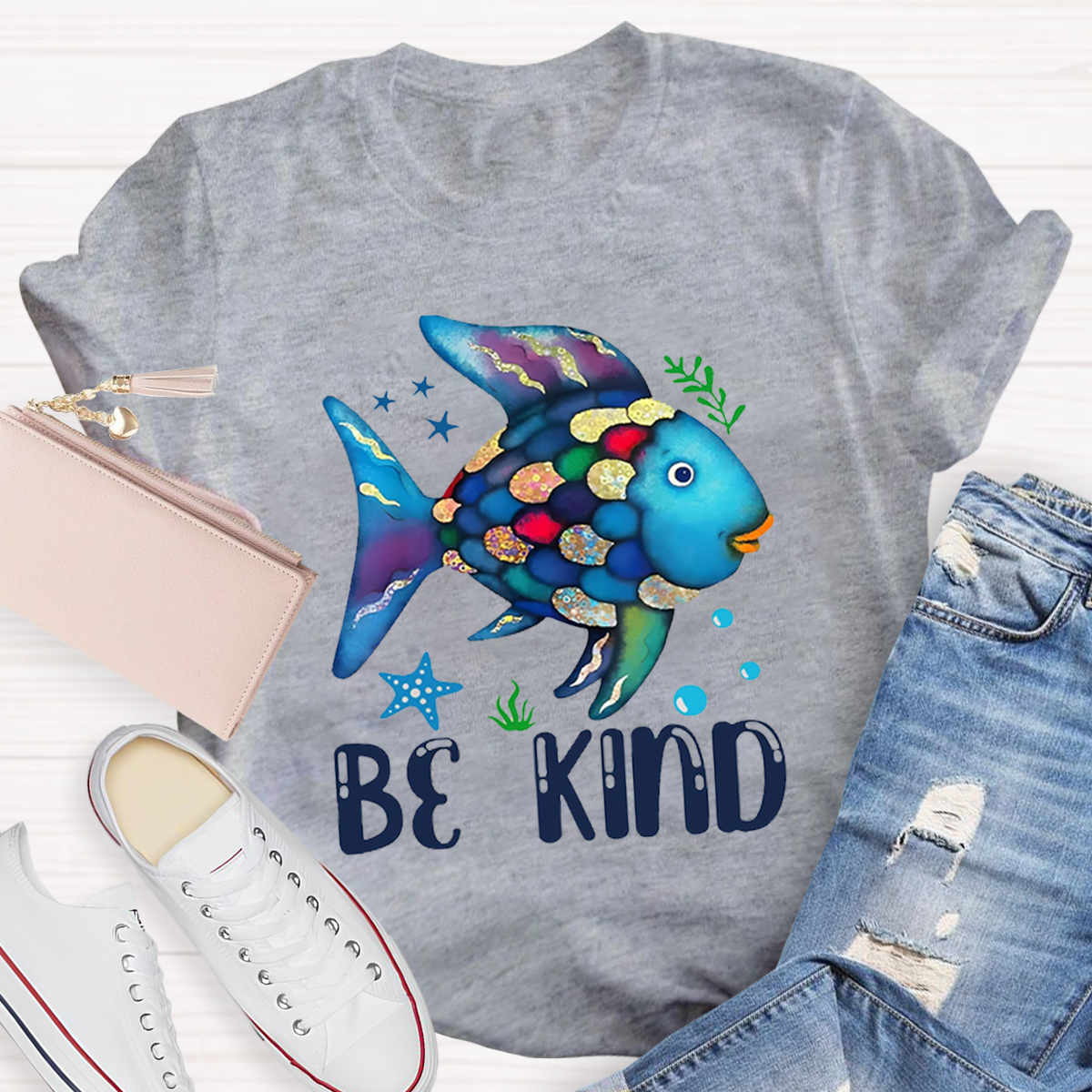 Be Kind Colorful Fish Swimming T-Shirt