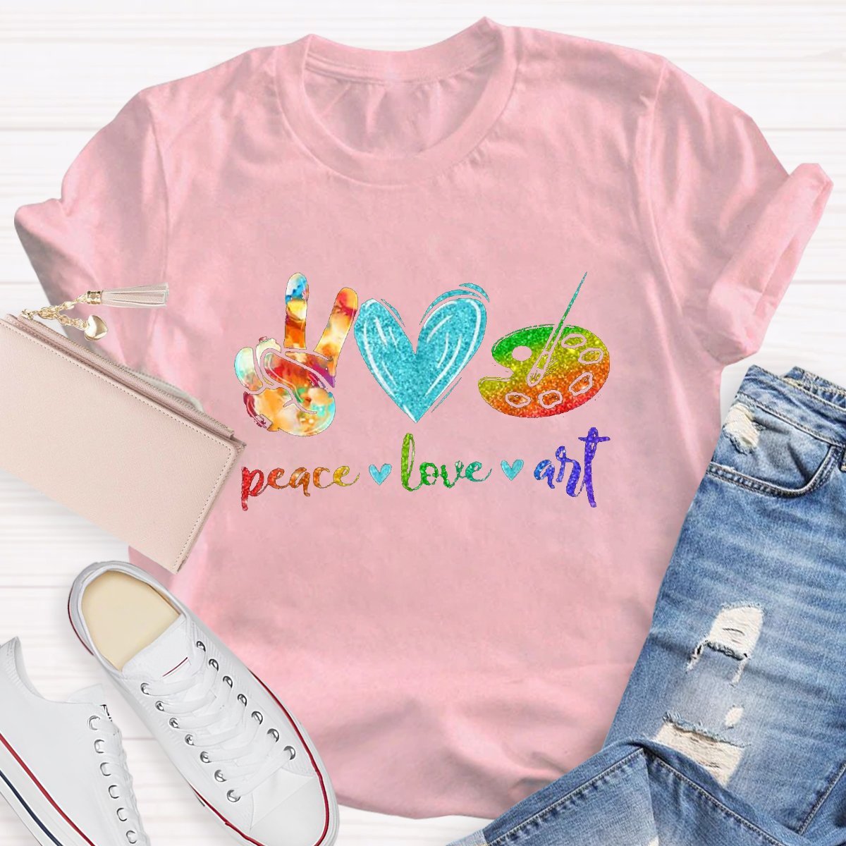 Peace Love Art Teacher T-shirt