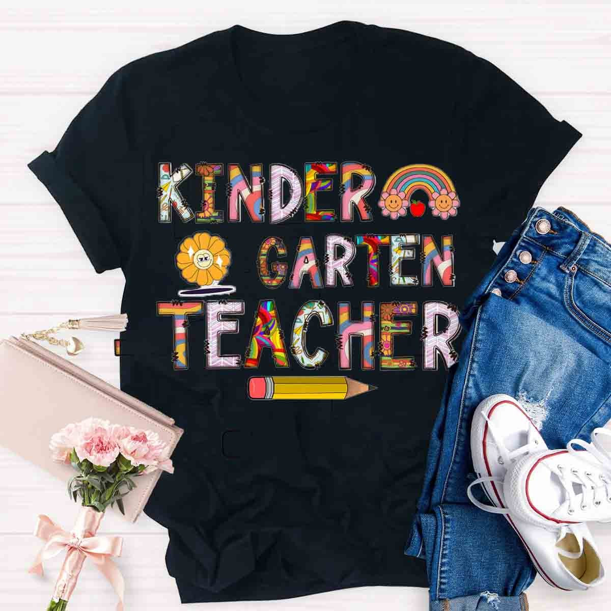 Personalized Grade Rainbow Teacher T-Shirt